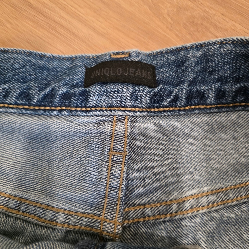 Uniqlo Wide Straight High Rise Jeans Womens Size 26 Blue Kaihara Denim 29x30 - Picture 2 of 10